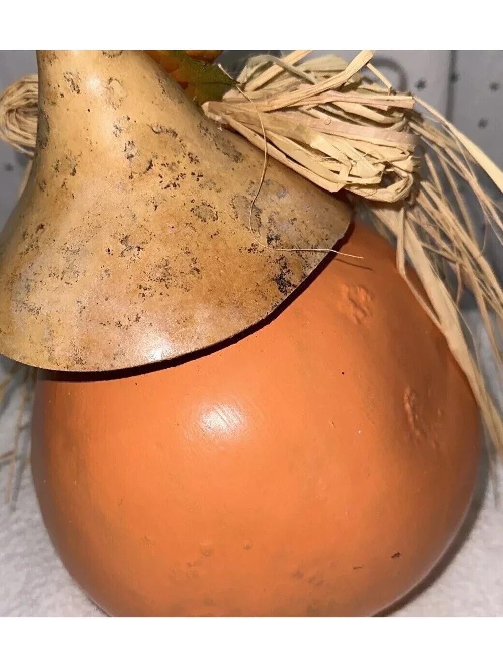 Halloween Jack O Lantern Pumpkin Hand Painted Gourd Folk Art Fall Thanksgiving